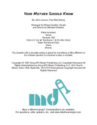 Your Mother Should Know (Brass Quartet, Voice & Drums)